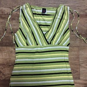 Green yellow black stripe tank top